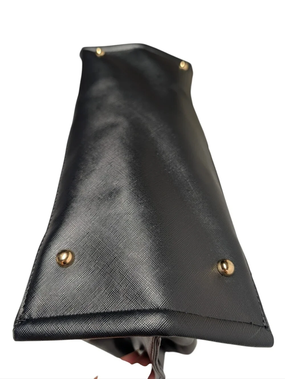 Women's Black Tote Bag Gold Bamboo Handles Structured Shoulder Bag NWOT